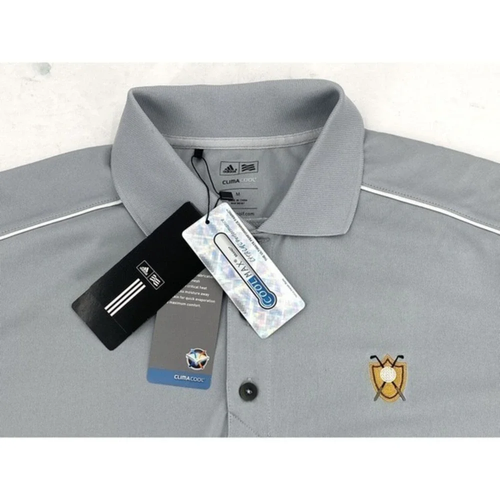 Adidas Mens Climacool Golf Polo Short‎ Sleeve Shirt Grey Size Medium